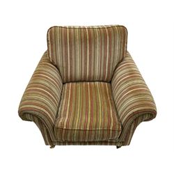 Parker Knoll armchair, upholstered in stripe fabric