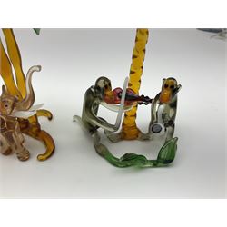 Large collection of hand-blown glass animals and figures, to include fish, birds, cats, dogs, monkeys etc