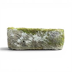 19th century weathered hewn stone planter, of rectangular D-shaped form 