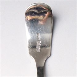 19th century Scottish silver fiddle pattern toddy ladle, Edinburgh 1837 Maker Millidge & Son, another Edinburgh 1835 Maker James McKay, George IV silver sauce ladle with fluted bowl London 1825 Maker Charles Eley and an Edwardian sauce ladle (4)