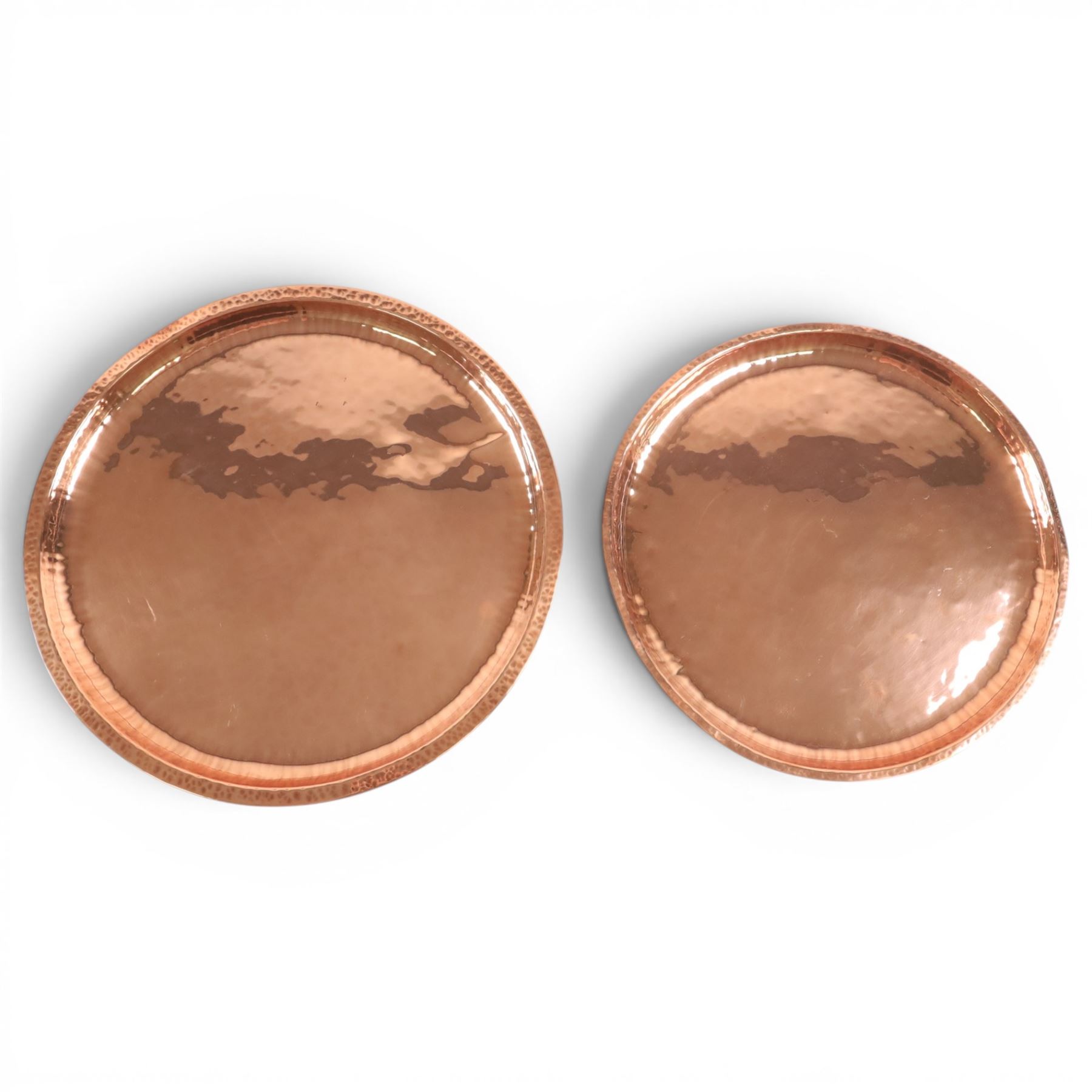 Copper coal bucket, together with two foot warmers, two trays and copper bed pan 