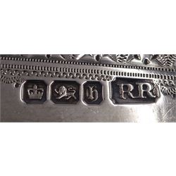 Group of silver, to include Edwardian silver bon bon dish, of oval form, with shaped rim and pierced sides, hallmarked James Dixon & Sons Ltd, Sheffield 1904, together with a Victorian silver sifting spoon, hallmarked Thomas Hart Stone, Exeter 1871, late Victorian butter knife, with bright cut decoration to blade, hallmarked Richard Richardson, Sheffield 1900, and a collection of hallmarked silver condiment spoons including George III example