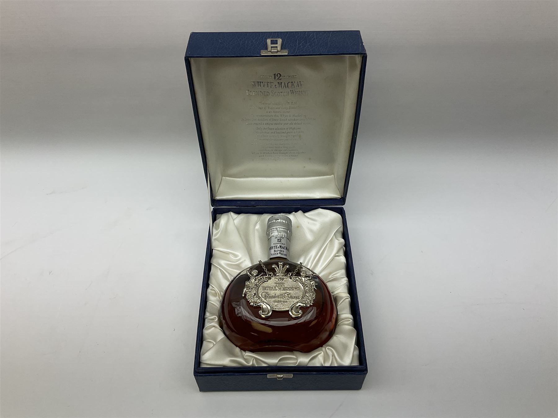 Whyte and Mackay, 12 year old, blended Scotch whisky to celebrate marriage between Charles and Diana 1981, unknown contents and proof, boxed