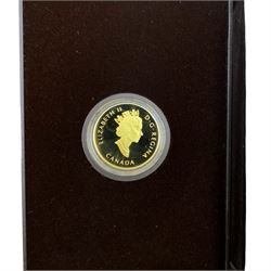 Royal Canadian Mint 1996 gold proof one-hundred dollars quarter troy ounce of fine gold coin, cased with certificate