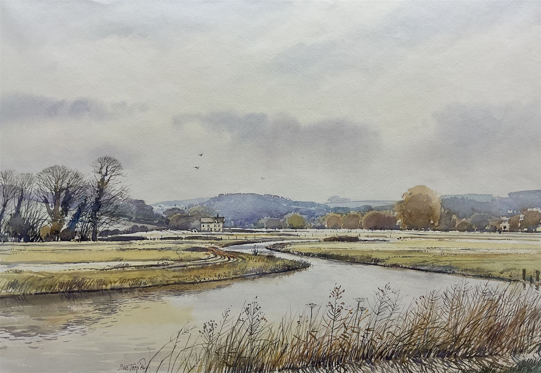 Bill Toop (British 1942-): The Winding River, watercolour signed and dated '86, 34cm x 49cm 