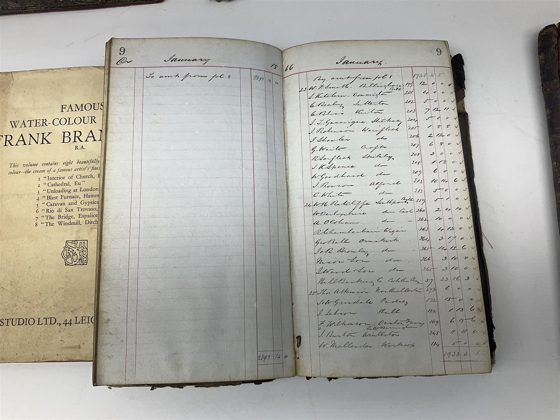 Queen Alexandra's Christmas Gift Book: Photographs From My Camera, Daily Telegraph, 1908, with silver mounted cover, the pierced frame modelled as flowers of The Union, hallmarked London 1908, no visible makers mark, Famous Water-colour painters I.-Frank Brangwyn, R.A., and II. W. Russell Flint, A.R.A., The Studio Limited, 1928, each with colour plates, John L Stoddard's Portfolio of Photographs of Famous Cities Scenes and Paintings, The Werner Company, etc., in one box 