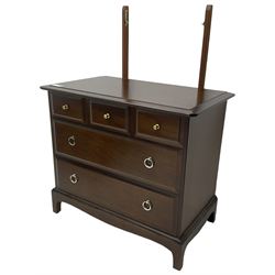 Stag Minstrel - mahogany dressing chest, raised mirror back, fitted with three short over two long drawers