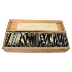 Collection of over 400 magic lantern slides, on various subjects including UK and World travel, orchids, mathematics, geometry, circuitry, religion and prayer