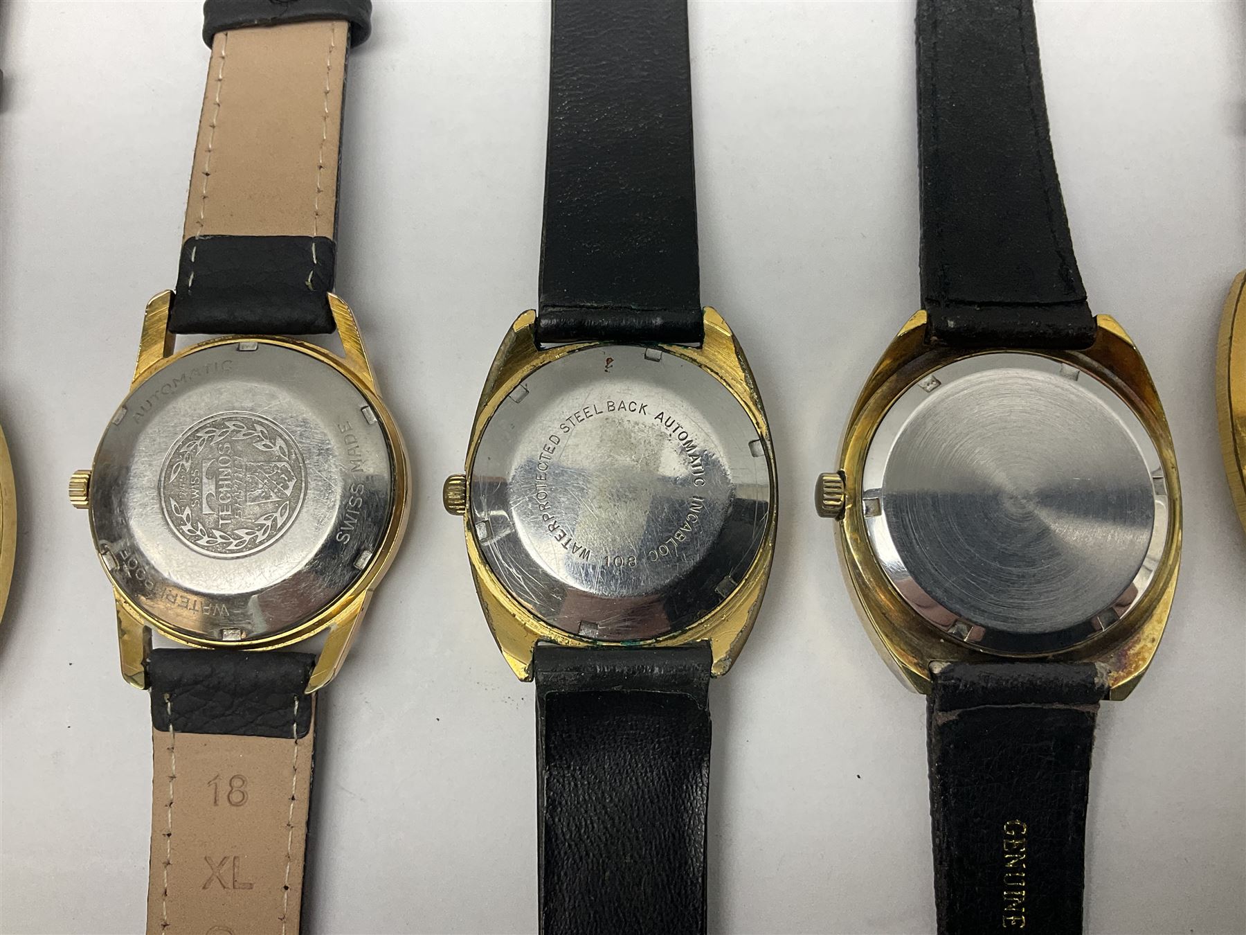 Five automatic wristwatches including Technos Everite Goldshield, Sekonda, Royle and Swiss Emperor and three manual wind wristwatches including Rotary, Avia and Excalibur (8)
