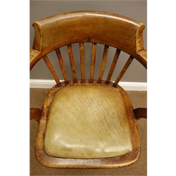  Early 20th century oak office chair, upholstered seat  