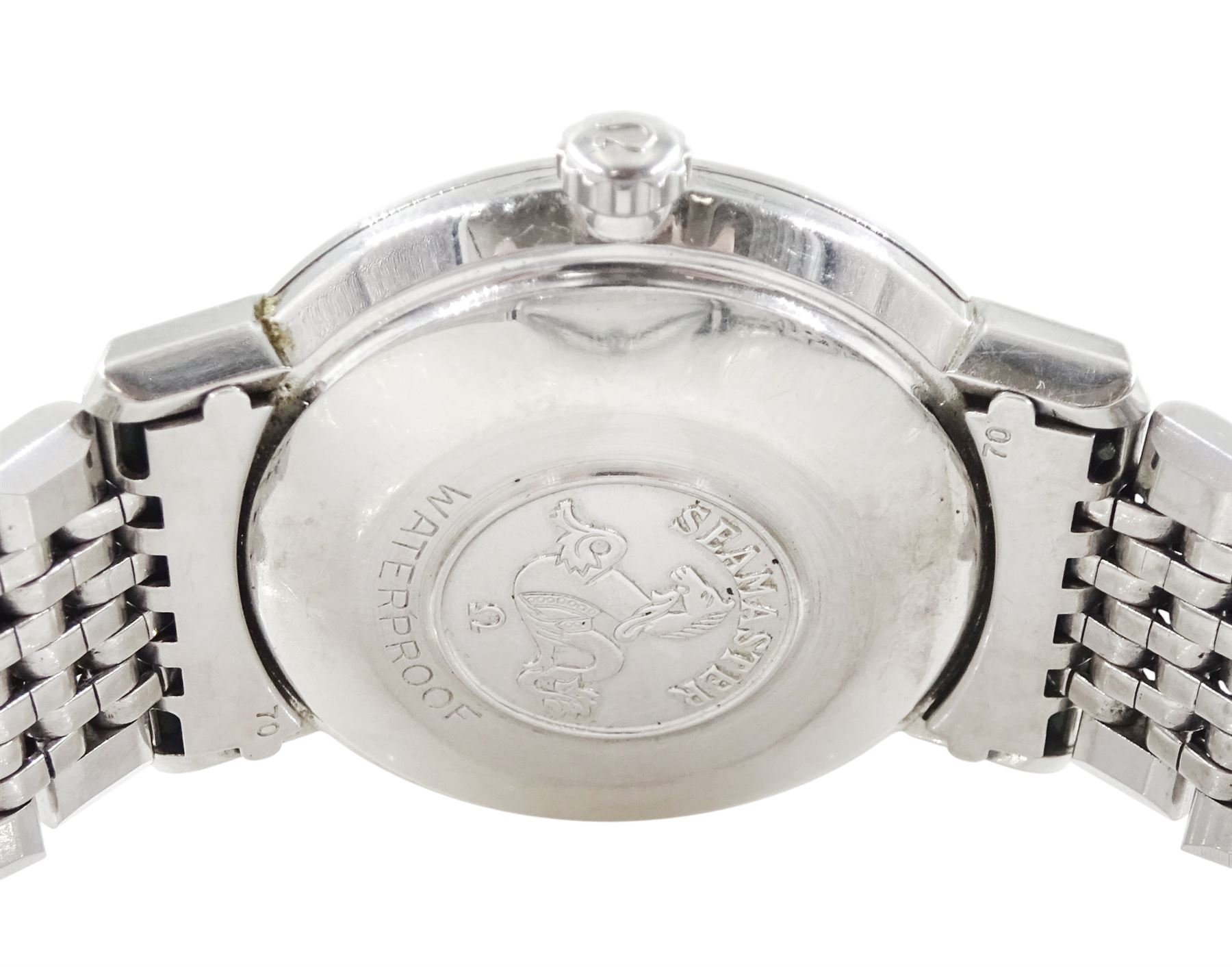 Omega Seamaster De Ville gentleman's stainless steel, automatic wristwatch, silvered dial with baton hour markers, on Omega stainless steel bracelet, with fold-over clasp