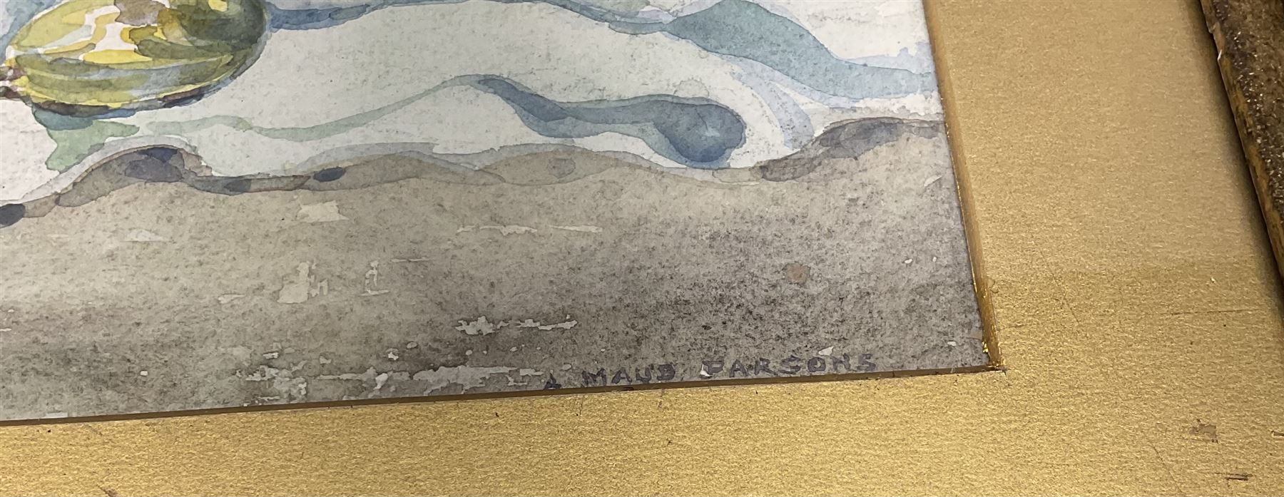 A Maud Parsons (British 20th Century): Yellow Flowers in a Vase, watercolour signed, in ornate hand-carved Florentine gilded frame 47cm x 35cm