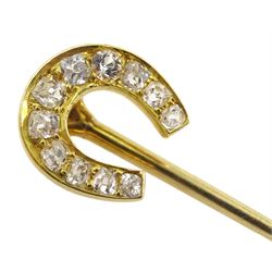 Early 20th century gold diamond horseshoe stickpin 