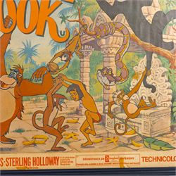 Original 1970s Walt Disney Jungle Book film poster, framed, H66cm, W98cm