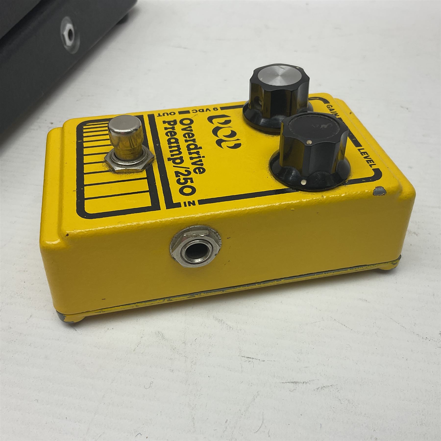 Three guitar pedals, to include Dunlop Crybaby Wah, Model GCB-95, Digitech Turbo Flange stereo flanger and a DOD Overdrive Preamp/250 