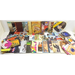  Collection of vinyl LPs and singles including Kinks, The Rolling Stones, Queen, Cliff Richard, Sladest, The Who and other music, in one box  
