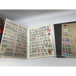 Great British and World stamps, including various first day covers, Queen Elizabeth II pre and post decimal used stamps, three coin covers, story of Wedgwood three pound book of stamps, Czechoslovakia, Belgium etc, housed in various folders, stockbooks and loose, in one box