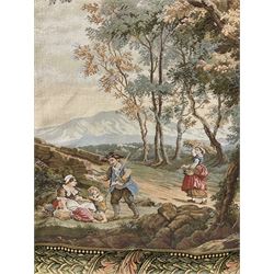 Wall hanging tapestry Country bridge scene, and a small rug