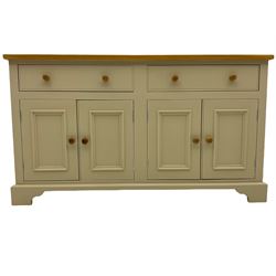 Neptune Furniture - Chichester oak and cream painted sideboard, two drawers over two double cupboards, bracket feet