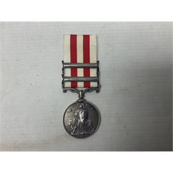 Victoria Indian Mutiny Medal with two clasps for Lucknow and Defence of Lucknow awarded to J. French 1st Batn. 5th Fusrs., with ribbon; some biographical details