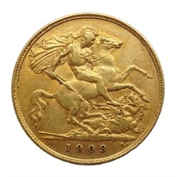  1909 gold half sovereign  
