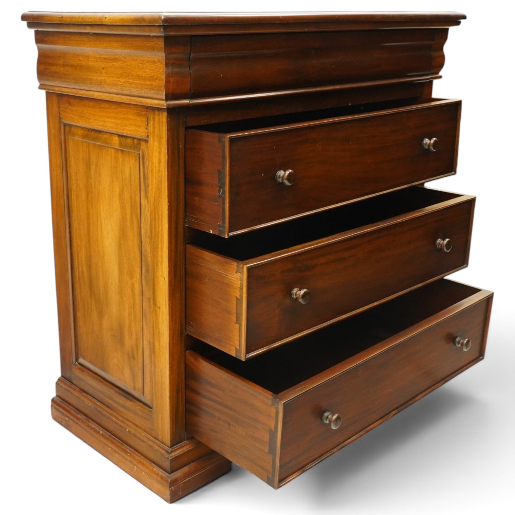 Barker & Stonehouse - 'Grosvenor' contemporary hardwood chest, rectangular top over shaped cushion drawer and three long cock-beaded drawers, on shaped bracket feet