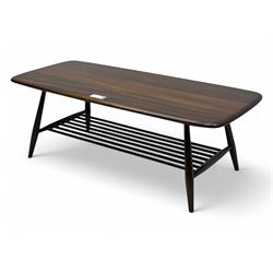 Lucian Ercolani for Ercol - mid-20th century elm 'Windsor' coffee table, rectangular top w...