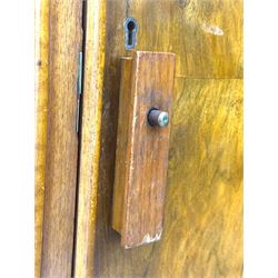 Ashton Leach & Cumberbirch Ltd., Rochdale - early 20th century walnut and mahogany gentleman's wardrobe, arched moulded top with book-matched figured walnut veneers, double doors enclosing fitted interior with hanging rail, tie rack and drawers, raised on cabriole supports