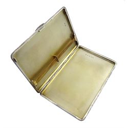 Silver cigarette case with engine turned decoration by Payton, Pepper & Sons Ltd, Birmingham 1942, approx 6.4oz