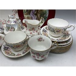 Paragon Victoriana Rose pattern tea service six and Paragon Country Lane pattern tea service for two and Vienna style plate