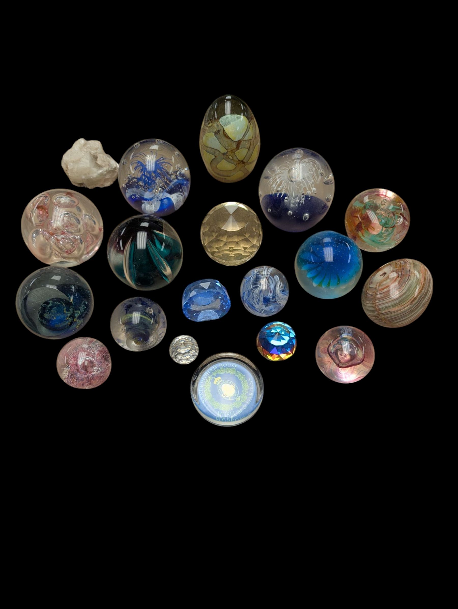 Collection of glass paperweights, including Caithness and Selkirk Glass
