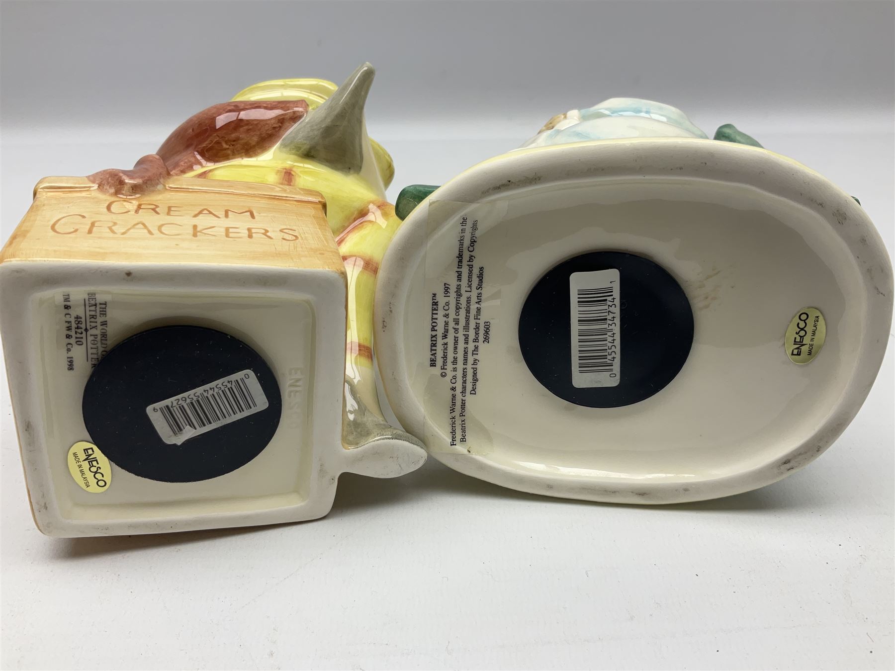 Nine Border Fine Arts and Enesco Beatrix Potter money boxes, to include Peter Rabbit, Benjamin Bunny, Mrs Tiggy-winkle, jemima puddle duck etc  