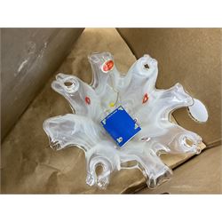 Boxed set of Banda carpet bowls, two boxed sets of Stuart glasses, Murano art glass bowl, cloisonné plate decorated with flowers upon gilt ground, silver plate and other metalware etc