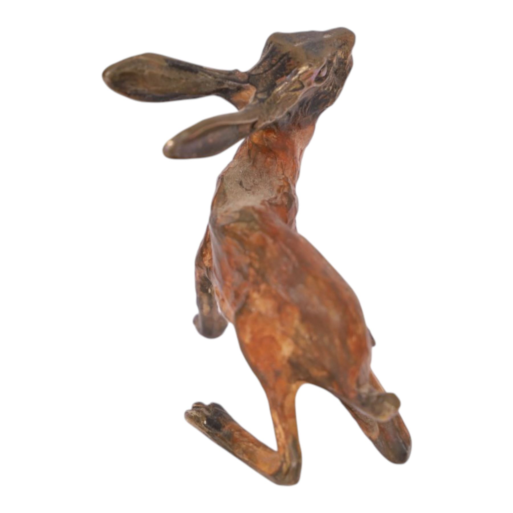 Small bronze sculpture of a hare, possibly Michael Storey (British, b.1948), H5cm 