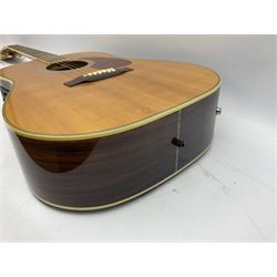 Tanglewood Earth 1000 electro-acoustic guitar, with ivory coloured trim and abalone inlay, serial no. 02050489, L103cm