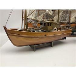 Wooden scale model model of a galleon 'Fragata Siglo XVIII ship, together with three mast scratch built ship and one other, fragata H78cm