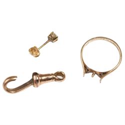 18ct gold single diamond earring, 9ct gold clip and shank