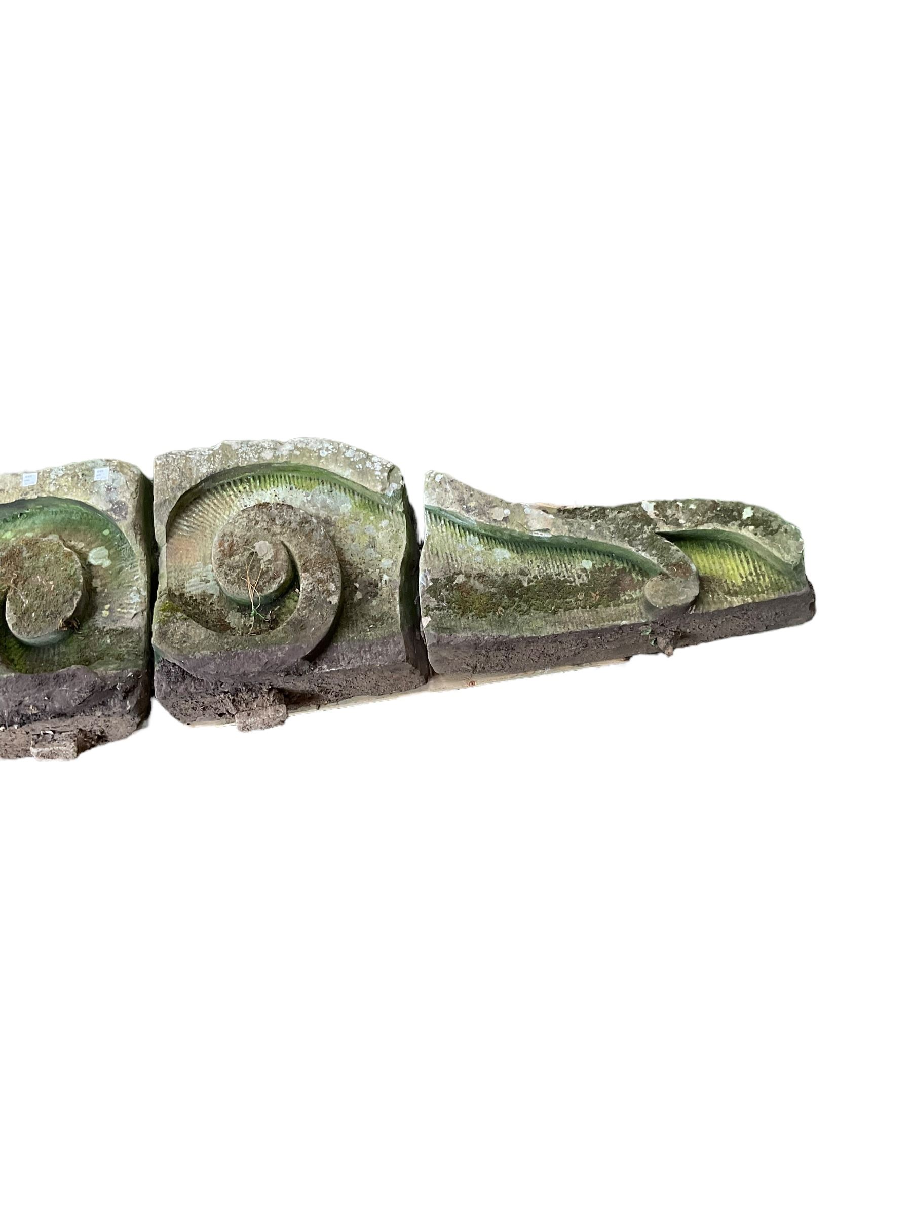 Late 18th century stone garden arbour pediment