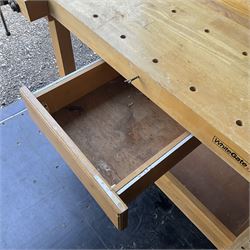 Whitegate wooden work bench with two vices and a drawer  - THIS LOT IS TO BE COLLECTED BY APPOINTMENT FROM DUGGLEBY STORAGE, GREAT HILL, EASTFIELD, SCARBOROUGH, YO11 3TX
