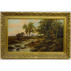  Fly Fishing by a River, oil on canvas signed verso Charles L Shaw (fl.1880 - 1898) 29.5cm x 49.5cm  