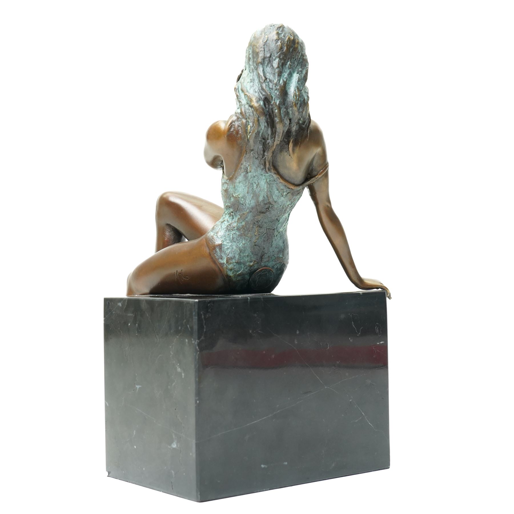 After Jean Patou, art deco style bronze modelled as a seated lady, H24cm