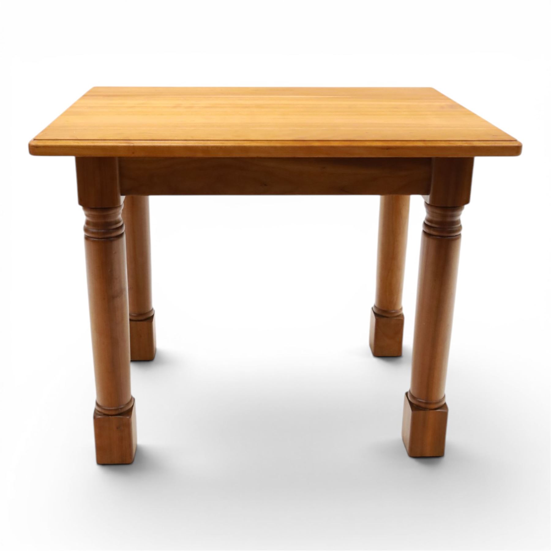 Knightman - cherrywood extension table or serving table, the rectangular top raised on four turned legs, recessed carved knight trademark, by Horace Knight of Old Mill Furniture, Balk near Thirsk
