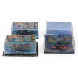Collection of Eaglemoss Batman vehicles, in acrylic display cases