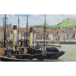 John Cooper (British 1942-): 'Steam Trawlers at Scarborough', watercolour unsigned, 39cm x 56cm 

 