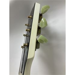 2010 Gibson Les Paul studio guitar, serial no101500537 in white finish with gold and pale green hardware, in Auden soft carry case, guitar L100cm