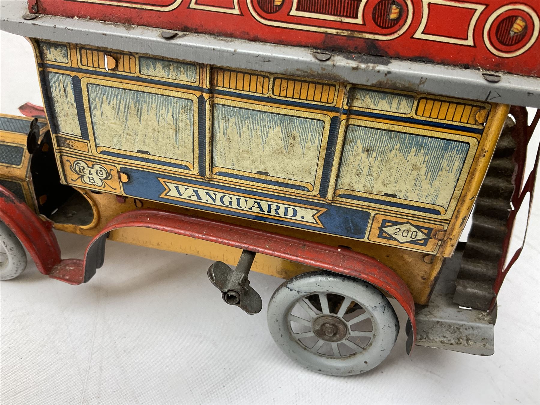 R & B Co lithographed tin-plate mechanical Omnibus, marked Vanguard 200 on the side 