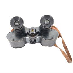 WWII Taylor-Hobson OS420 MA Bino Prism No.2 MK III x6 binoculars, the body marked with broad arrows, the case marked 6E/293 AM, togethter with another pair of Taylor-Hobson OS308 GA Bino Prism No.2 MK.II x6 cased and one other pair of binoculars 