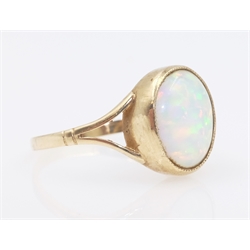  Gold rim set opal ring hallmarked 9ct  