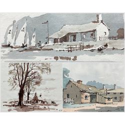 Colin Verity (British 1924-2011): Landscapes, three watercolours framed as one signed with initials, max 15cm x 14cm