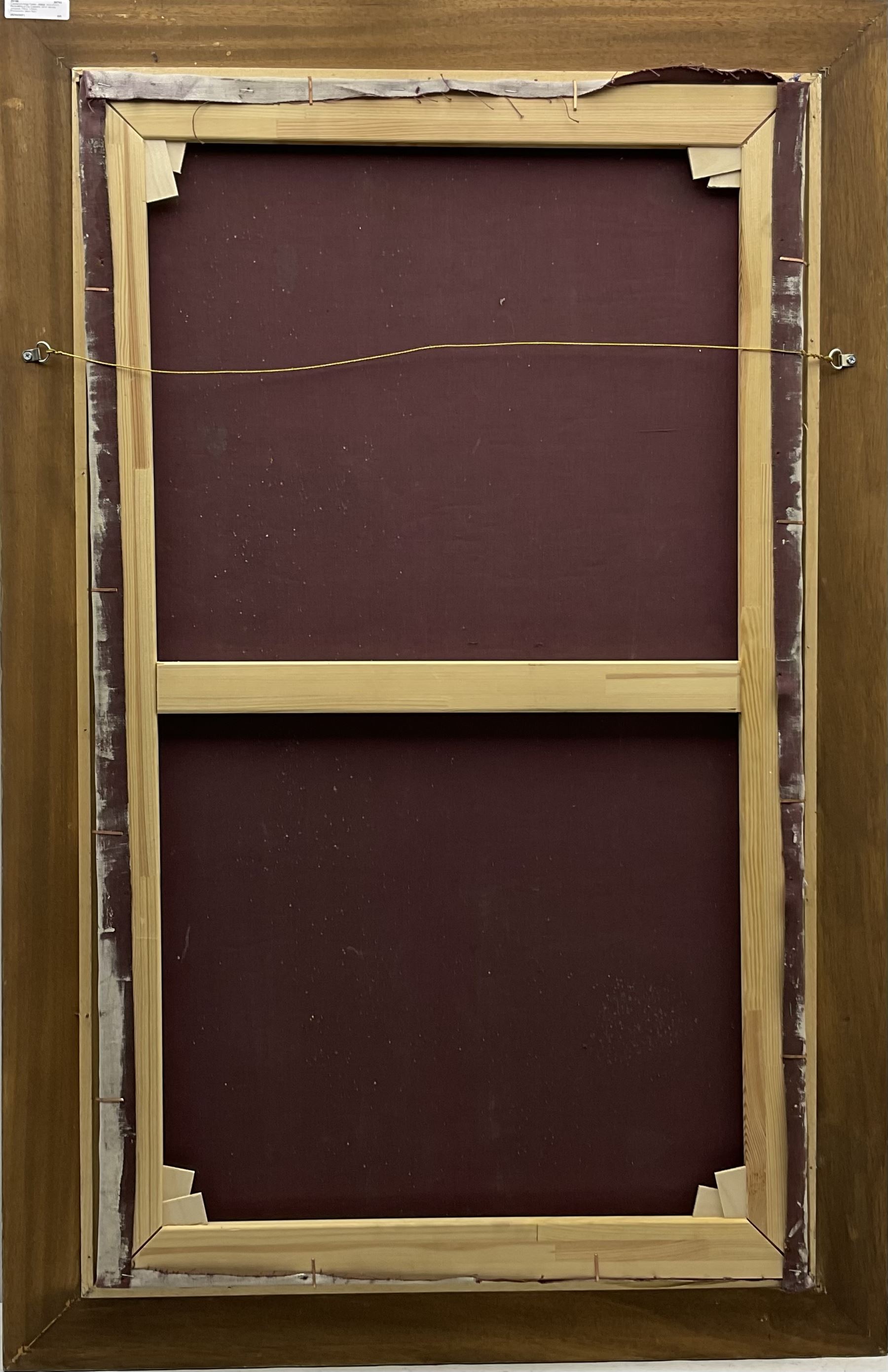 Constance-Anne Parker (British 1921-2016): Re-building a London Crescent, oil on canvas unsigned 100cm x 59cm
Provenance: direct from the artist's family; Parker born and lived in London but with a strong Yorkshire connection was an artist and sculptor, who also held a number of roles at the Royal Academy including in 1974 becoming its librarian and eventually a lecturer, archivist and travelling exhibitions organiser with the Academy.